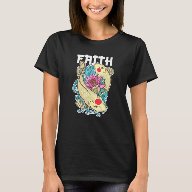 Camiseta Fé Ama Peixes Koi Yin E Yang (Frente)