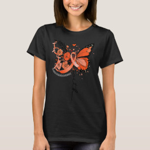 Camiseta Fé Borboleta Laranja Fita Múltipla Esclerose A