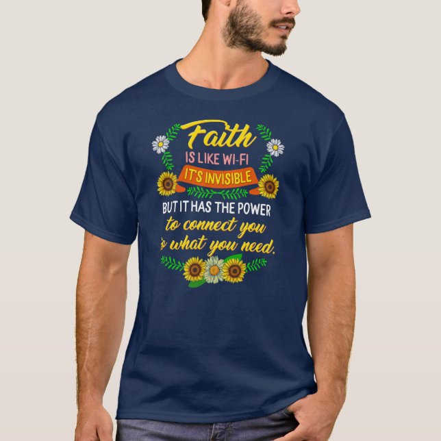 Camiseta Fé como Wi Fi, mãe religiosa cristã (Frente)