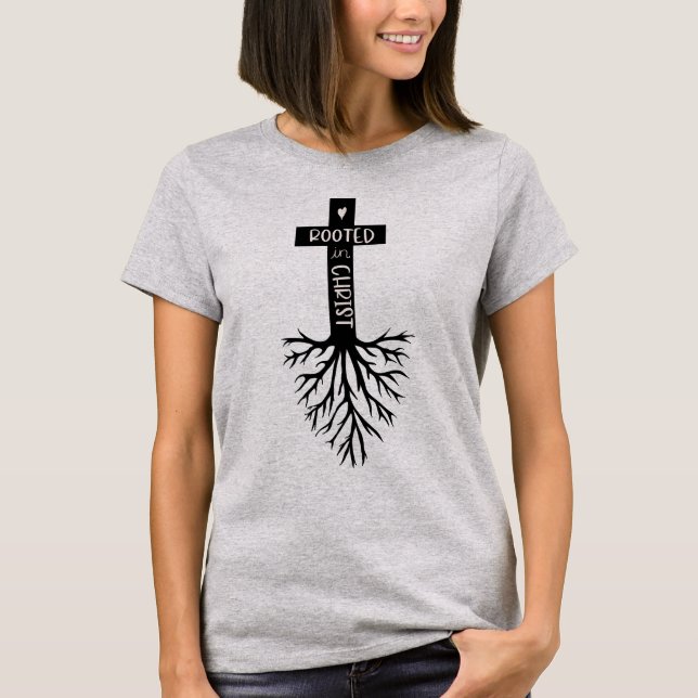 Camiseta Fé Cristã Bíblica Enraizada Em Cristo (Frente)