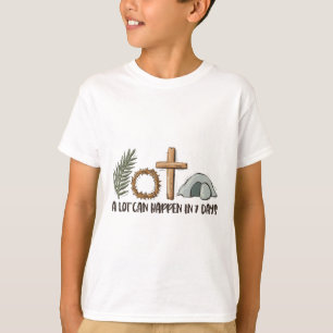 Camiseta Fé Cristã Feliz Dia de Páscoa Muita Coisa Pode Aco