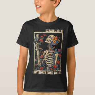 Camiseta fé cristã ossos secos voltam à vida esqueleto
