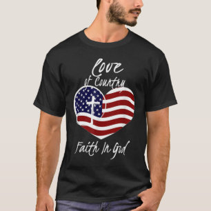 Camiseta Fé Cristã Patriótica Em Deus Cruzando Ameri