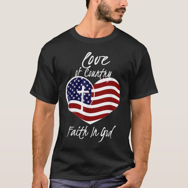 Camiseta Fé Cristã Patriótica Em Deus Cruzando Ameri (Frente)