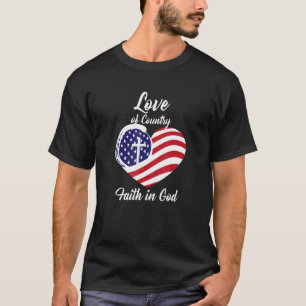 Camiseta Fé Cristã Patriótica Em Deus Cruzando Ameri