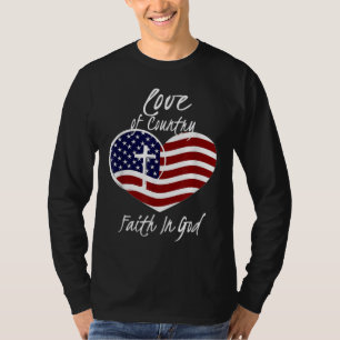 Camiseta Fé Cristã Patriótica Em Deus Cruzando Ameri