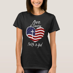 Camiseta Fé Cristã Patriótica Em Deus Cruzando Ameri