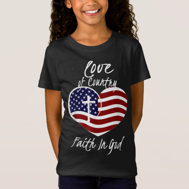 Camiseta Fé Cristã Patriótica Em Deus Cruzando Ameri (Frente)