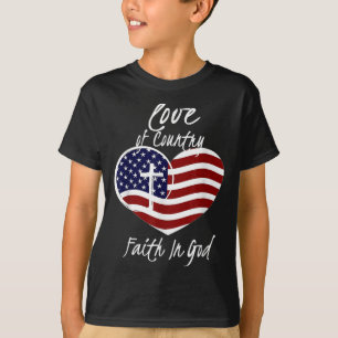 Camiseta Fé Cristã Patriótica Em Deus Cruzando Ameri