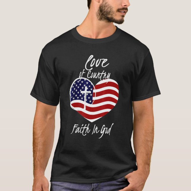 Camiseta Fé Cristã Patriótica Em Deus Cruzando Ameri (Frente)