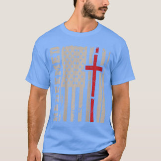 Camiseta Fé Cristã Redimiu Cruz de Homem Deus nas Costas ee