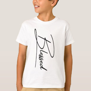 Camiseta Fé Cristã Única "Abençoada" Design Vertical