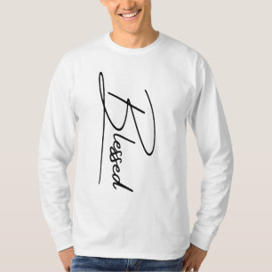Camiseta Fé Cristã Única "Abençoada" Design Vertical