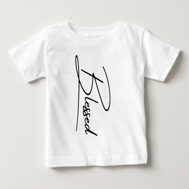 Camiseta Fé Cristã Única "Abençoada" Design Vertical (Frente)