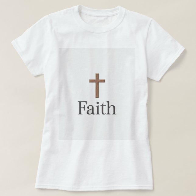 Camiseta Fé Cruz de Madeira (Frente do Design)