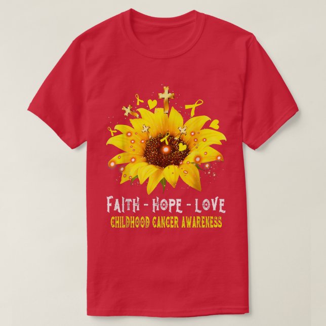 Camiseta Fé de consciência Cancer de infância Esperança Ama (Frente do Design)