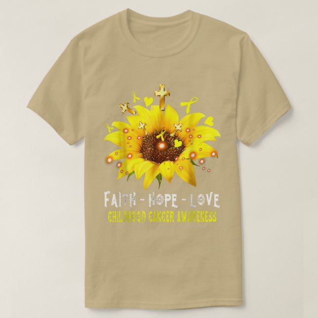 Camiseta Fé de consciência Cancer de infância Esperança Ama (Frente do Design)