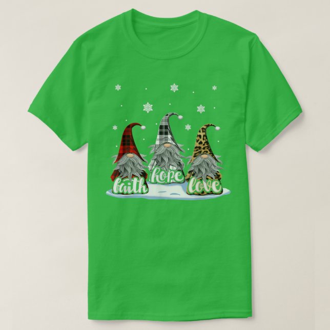 Camiseta Fé de Natal Amor Esperança Gnomo Neve Engraçado Xm (Frente do Design)