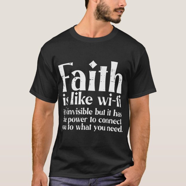 Camiseta Fé É Como Deus Wifi Jesus Cristão Religioso (Frente)