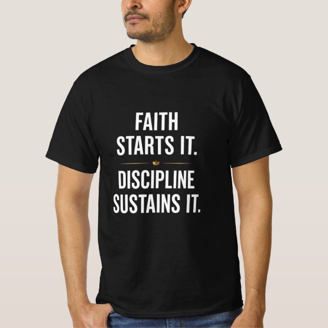 Camiseta Fé e Disciplina – A Chave para uma Aptidão Duradou (Frente)
