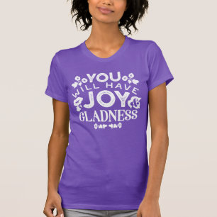 Camiseta Fé e Felicidade – Citações de Alegria e Contentame