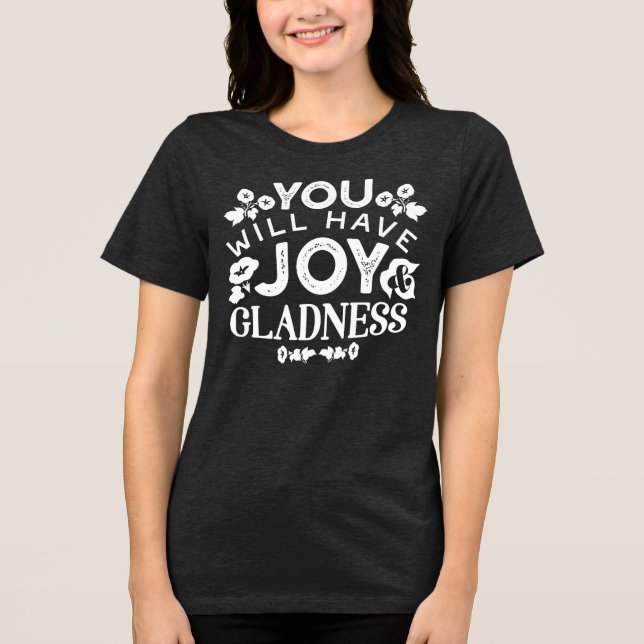 Camiseta Fé e Felicidade – Citações de Alegria e Contentame (Frente)