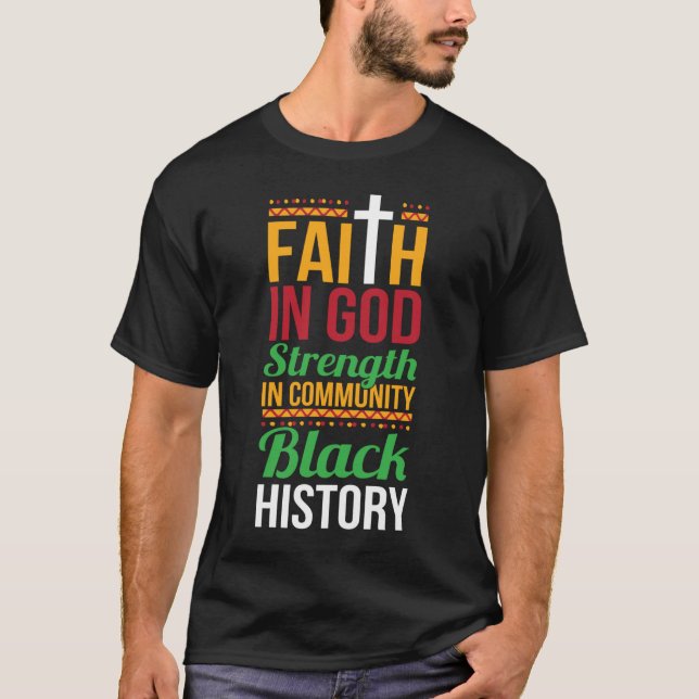 Camiseta Fé Em Deus Força No Preso Negro Legal Da Comunidad (Frente)