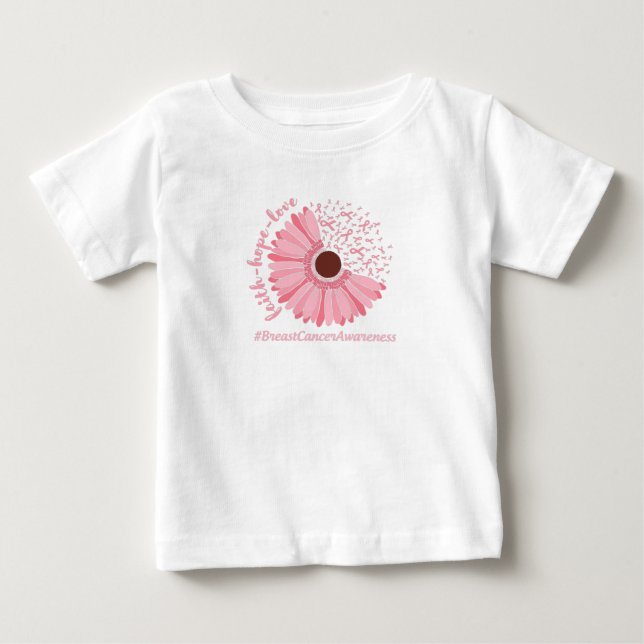 Camiseta Fé, Esperança, Amor - Consciência do Cancer da Mam (Frente)