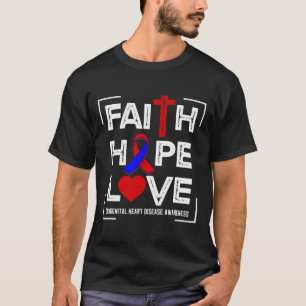 Camiseta Fé Esperança Amor Conscientização da Doença Cardía