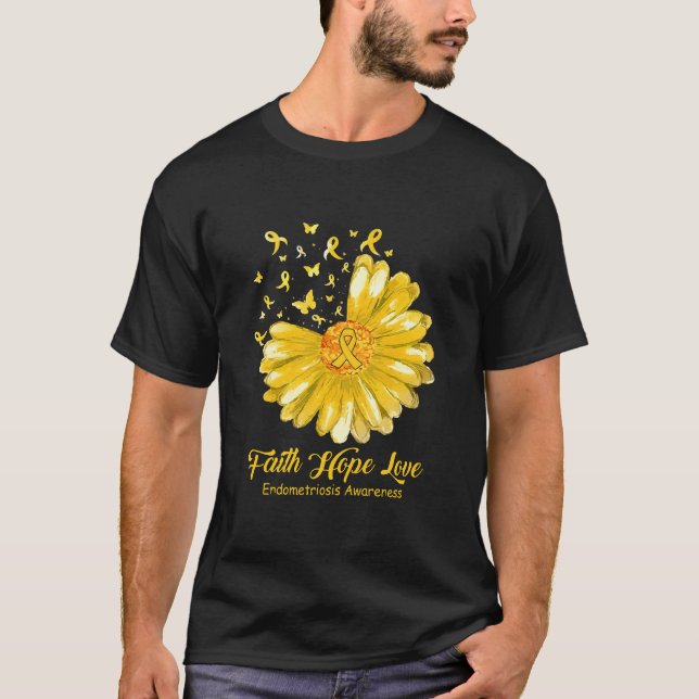 Camiseta Fé Esperança Amor Conscientização da Endometriose (Frente)