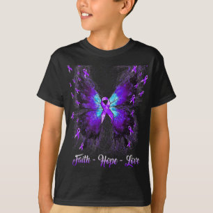 Camiseta Fé Esperança Amor Conscientização da Fibromialgia