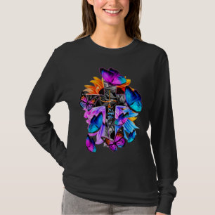 Camiseta Fé-Esperança-Amor Deus Jesus Cristo Cruzar Borbole