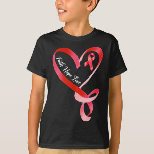 Camiseta Fé Esperança Amor Laço Vermelho Conscientização de