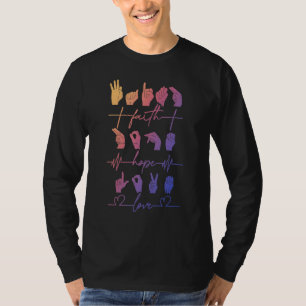 Camiseta Fé Esperança Amor Língua de Sinais Americana