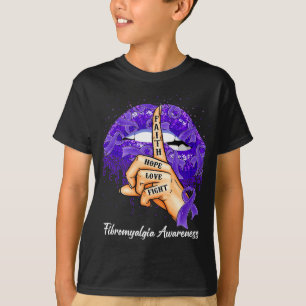 Camiseta Fé Esperança Amor Luta Contra Fibromialgia Roxa A
