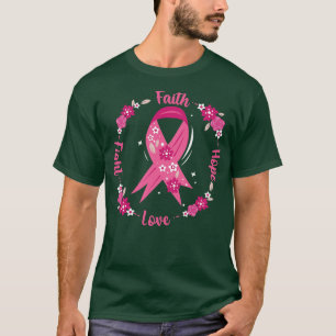 Camiseta Fé Esperança Luta Contra a Consciência Rosa Fita F