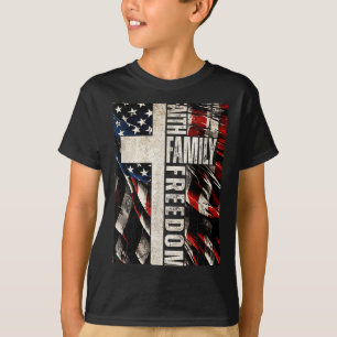 Camiseta Fé Família Dom - Patriótico Cristão Vintage EUA