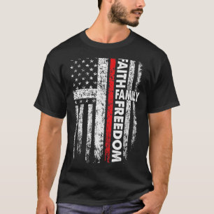 Camiseta Fé Família Dom Patriótico Cristão Vintage EUA F