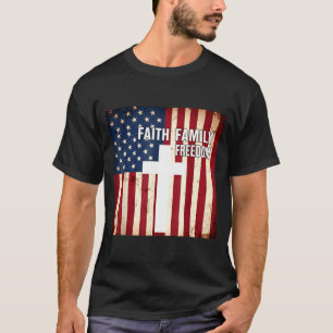 Camiseta Fé família liberdade patriótico cristão bandeira d