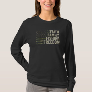Camiseta Fé Família Pesca Liberdade Robalo Pescador Camufla