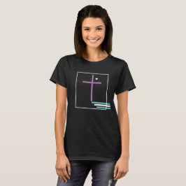 Camiseta Fé Geométrica Cruzada Cristã Roxo Teal