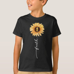 Camiseta Fé Girassol Faixa Amarela Conscientização do Cânce