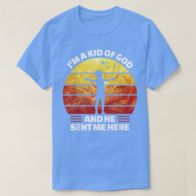 Camiseta Fé, Jesus, Deus, eu sou uma criança de Deus e ele  (Frente do Design)