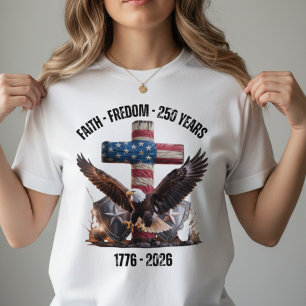 Camiseta Fé Liberdade 250 Anos Aniversário EUA