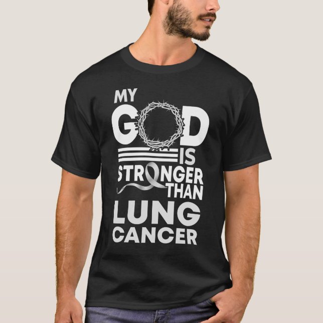 Camiseta Fé Meu Deus É Mais Forte Que Cancer Pulmonar (Frente)
