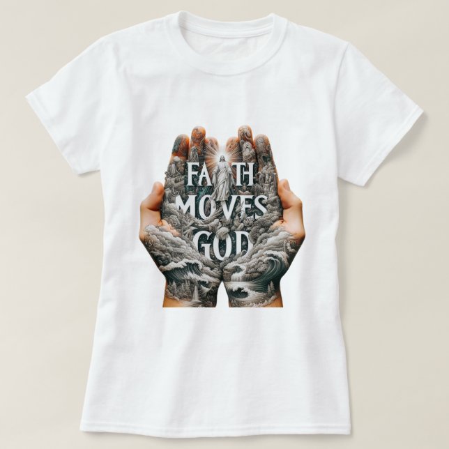 Camiseta Fé Movimenta Deus (Frente do Design)