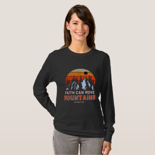 Camiseta Fé pode mover montanhas Bíblias mulheres