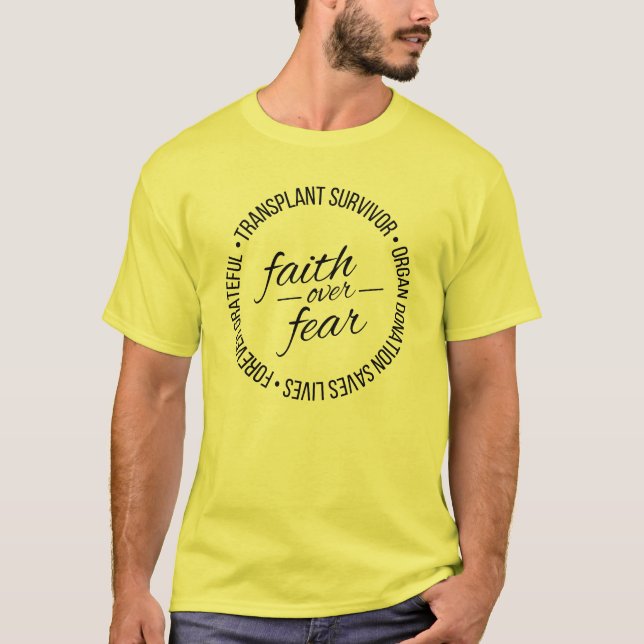 Camiseta Fé sobre a Consciência do Doador Hero Suporte Obri (Frente)