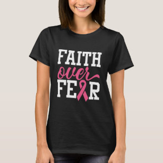Camiseta Fé sobre medo Cancer de fita rosa