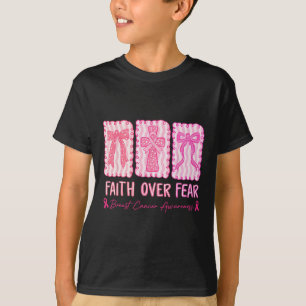Camiseta Fé sobre medo Xadrez de coquete Cancer de mama Arc